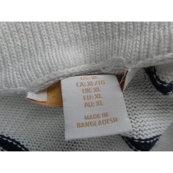 Halston Women's White/Black Striped Drop-shoulder Vneck‎ Knit Sweater - Picture 6 of 8